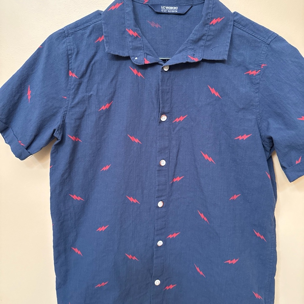 LC Waikiki Kids' Navy Shirt with Red Lightning Bolts